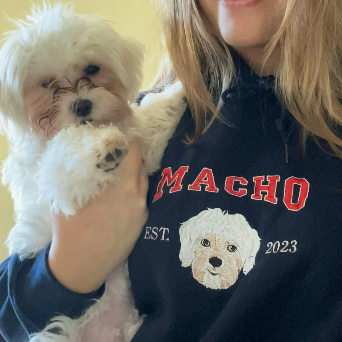 Custom New Dog Portrait Sweatshirt for Mom - Embroidered Pet Photo Crewneck & Name - First Time Dog Mom Gift for Her