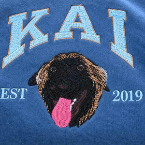 Custom New Dog Portrait Sweatshirt for Wife - Embroidered Pet Photo Crewneck & Name - First Time Dog Mom Gift for Her
