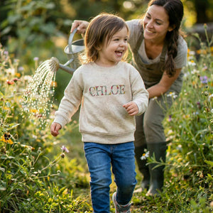 Embroidered Floral Name Toddler Sweatshirt for Baby Girls, Personalized Gift for Baby