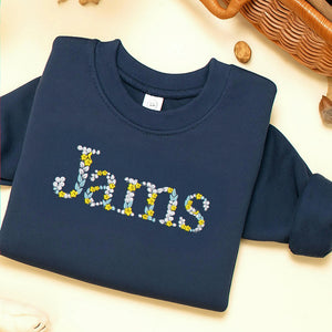 Embroidered Floral Name Toddler Sweatshirt for Baby Girls, Personalized Gift for Baby