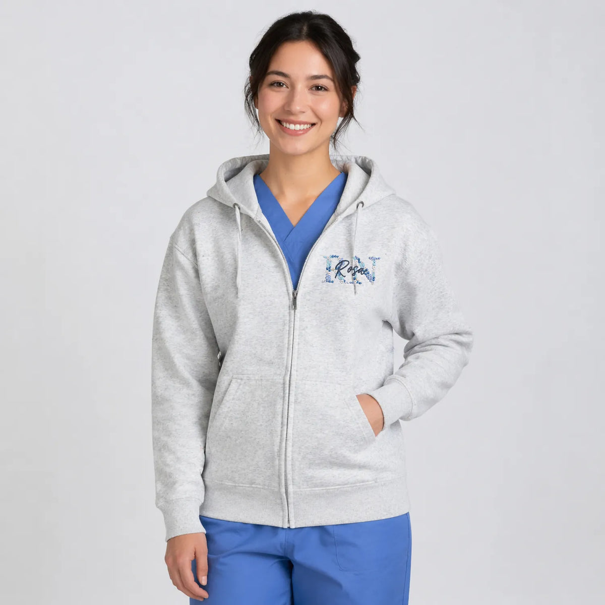 Personalized Floral RN Name Quarter Zip, Custom Embroidered Nurse Week, Birthday, Mother's Day Gift for Nurse