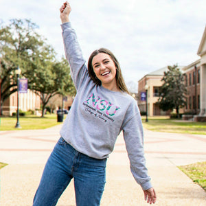 Custom Embroidered College University Sweatshirt, Floral School Name Gift