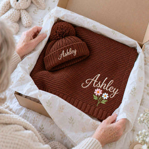 Custom Baby Blankets for Girls, Embroidered Birth Announcement Nursery Keepsake, Grandparent Gifts for New Baby