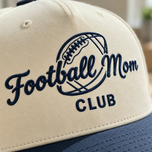 Embroidered Football Mom Snapback Hat - Game Day Sports Mom Gift For Her - Custom Side Back Cap