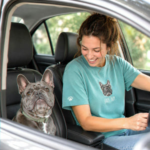 Custom French Bulldog T-Shirt for Birthday Wife, Embroidered Frenchie Mom with Photo Tee, 1st Anniversary Gift for Wife