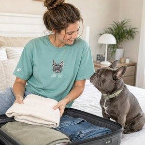 Custom French Bulldog T-Shirt for Birthday Wife, Embroidered Frenchie Mom with Photo Tee, 1st Anniversary Gift for Wife