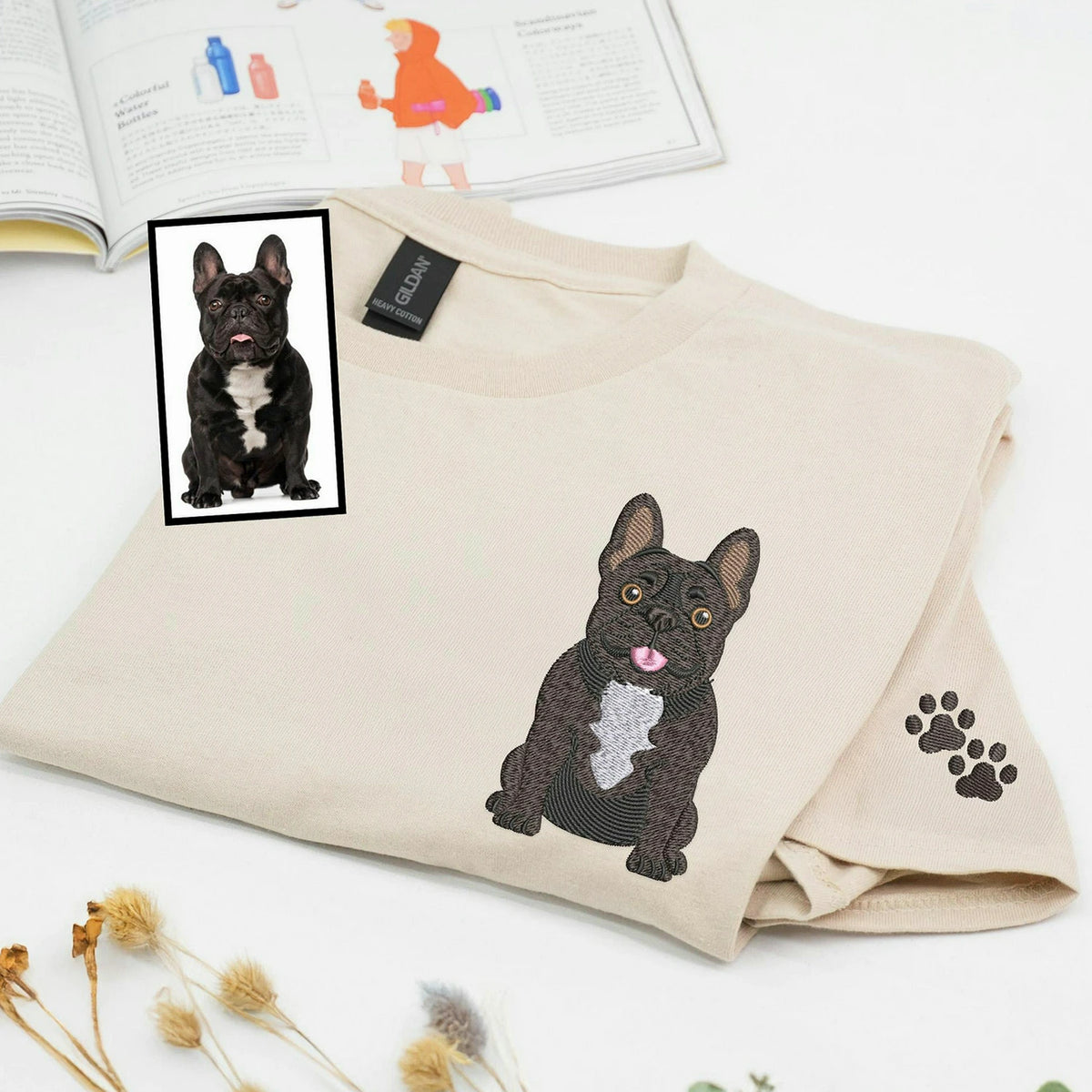 Sand Frenchie Dog Portrairt from Photo, Gift for Dog Mom