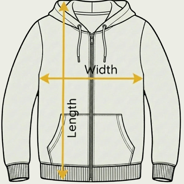 Personalized Preschool Teacher Quarter Zip, Name & Pencil Icon Embroidered 1/4-Zip Pullover, Daycare Teachers Gift - Full-Zip Hoodie Custom Embroidery Size Guide Diagram