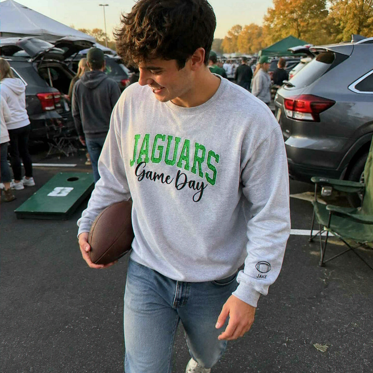 Custom Glitter Team Sweatshirt, Embroidered School Spirit Crewneck, Applique Mascot Game Day Gift