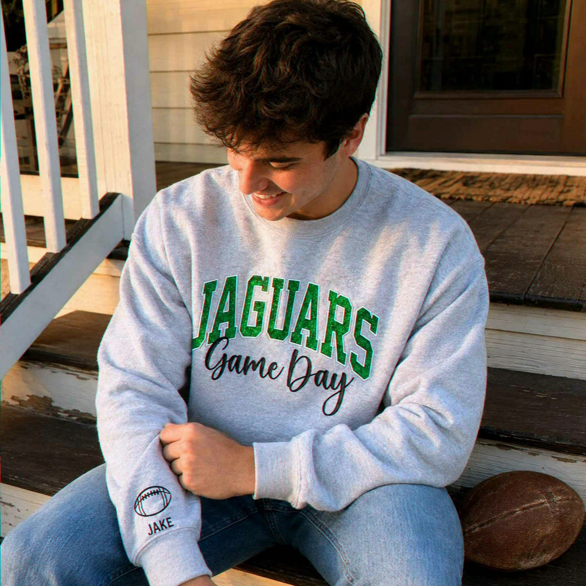 Custom Glitter Team Sweatshirt, Embroidered School Spirit Crewneck, Applique Mascot Game Day Gift