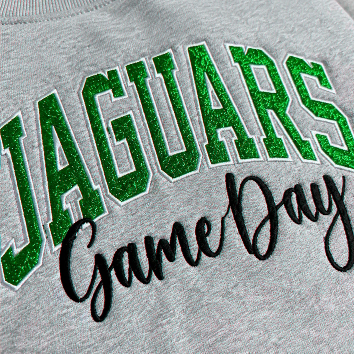 Custom Glitter Team Sweatshirt, Embroidered School Spirit Crewneck, Applique Mascot Game Day Gift