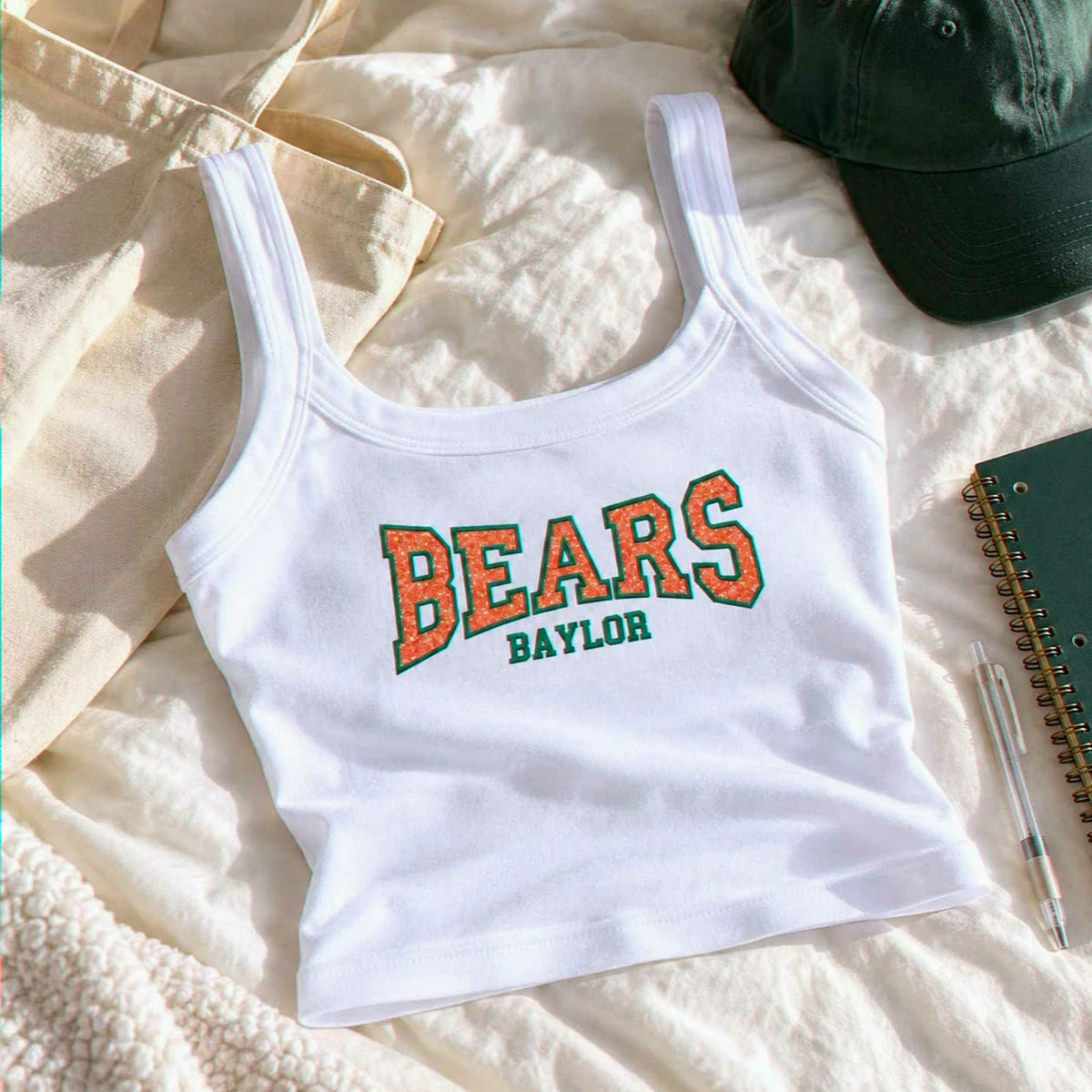 Custom Glitter School Team Mascot Tank Top, Embroidered Back To College Team Name Shirt Commitment Day Outfit