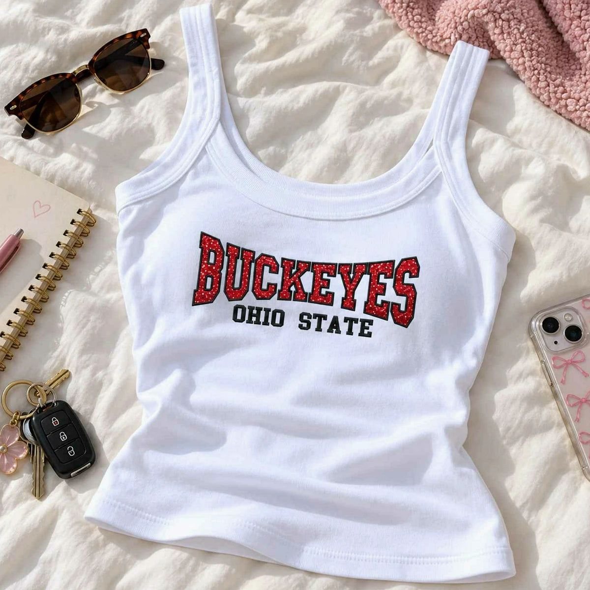 Custom Glitter School Team Mascot Tank Top, Embroidered Back To College Team Name Shirt Commitment Day Outfit