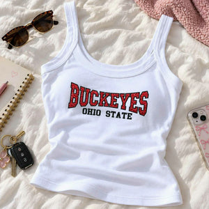 Custom Glitter School Team Mascot Tank Top, Embroidered Back To College Team Name Shirt Commitment Day Outfit