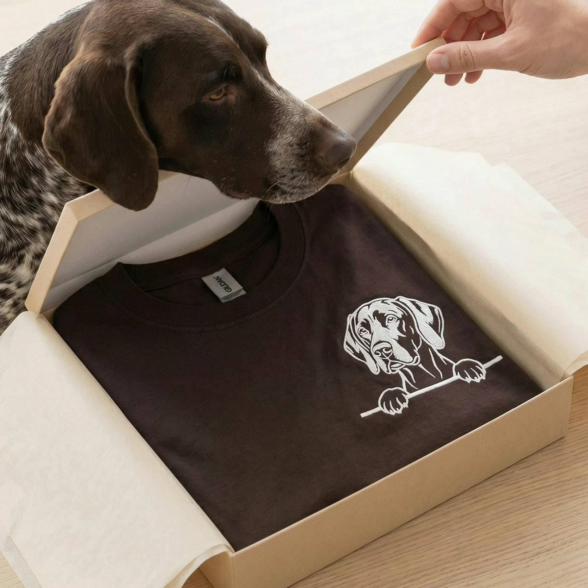 Custom Gsp Dog Photo T-Shirt, Embroidered German Shorthaired Pointer Tee, Gift for Husband, Gsp Dad