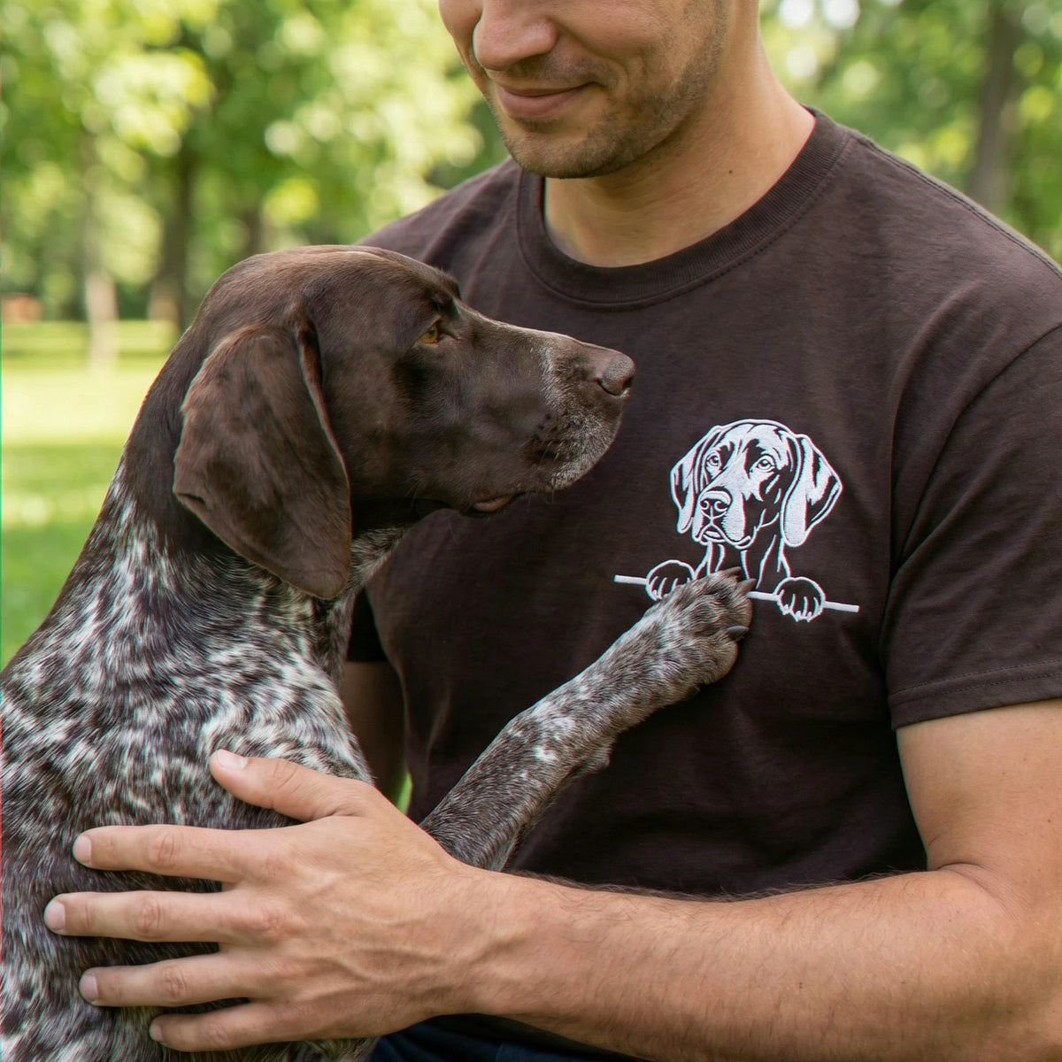 Custom Gsp Dog Photo T-Shirt, Embroidered German Shorthaired Pointer Tee, Gift for Husband, Gsp Dad