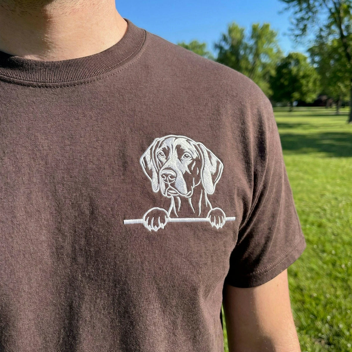 Custom Gsp Dog Photo T-Shirt, Embroidered German Shorthaired Pointer Tee, Gift for Husband, Gsp Dad