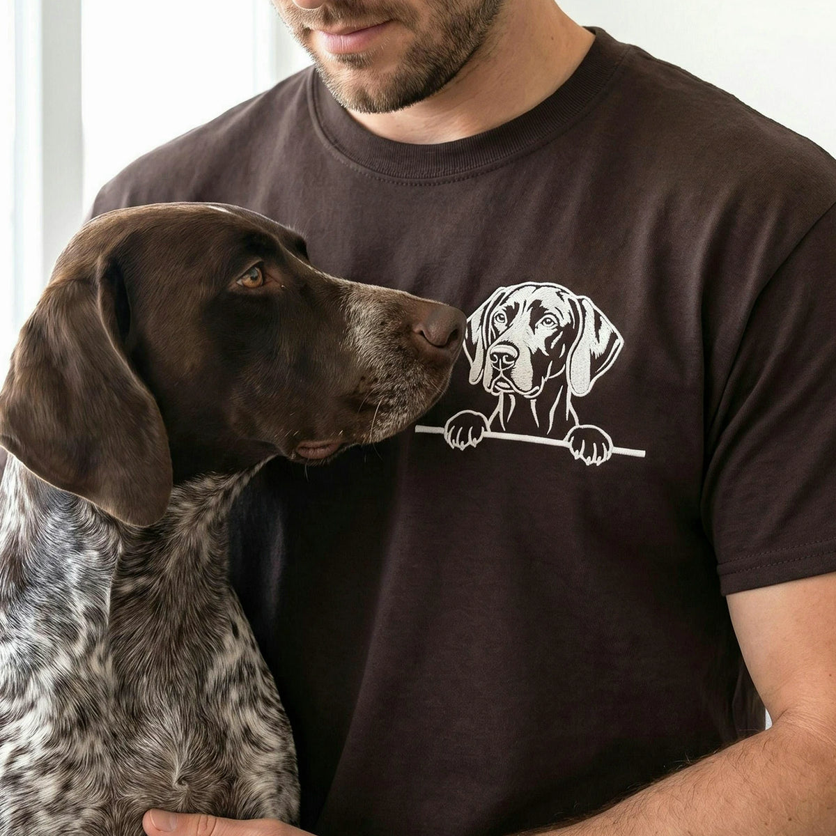 Custom Gsp Dog Photo T-Shirt, Embroidered German Shorthaired Pointer Tee, Gift for Husband, Gsp Dad