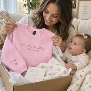 First Mother’s Day Gift - Personalized Mama Embroidered Sweatshirt for New Mom