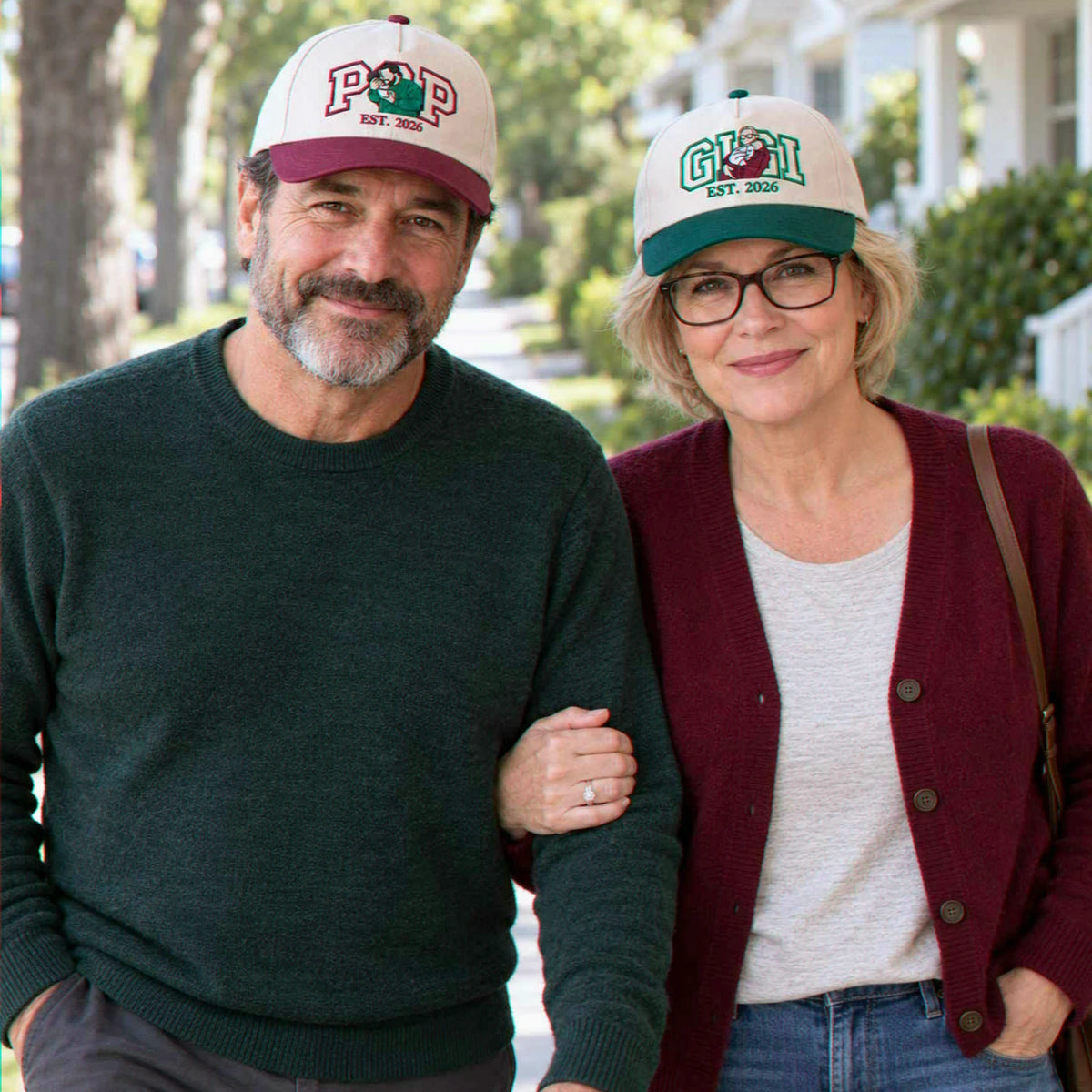 Custom Gigi and Pop Portrait Snapback Hat, Embroidered from Photo Baseball Cap, Grandma and Grandpa Gifts