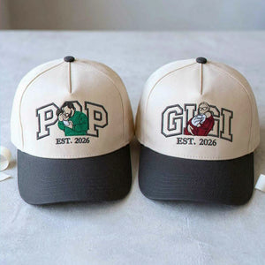Custom Gigi and Pop Portrait Snapback Hat, Embroidered from Photo Baseball Cap, Grandma and Grandpa Gifts