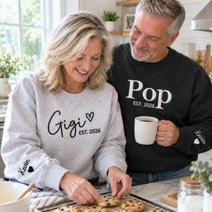 Matching Gigi and Pop Sweatshirts, Embroidered Est Year Crewneck, First Time Grandparents Gift