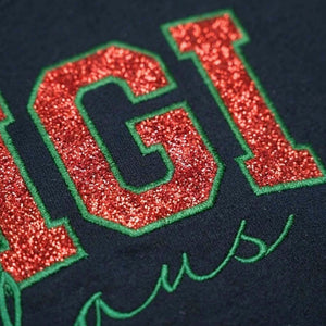 Gigi Claus Glitter Sweatshirt, Personalized Embroidered Christmas Applique Crewneck, Christmas Gift for Gigi