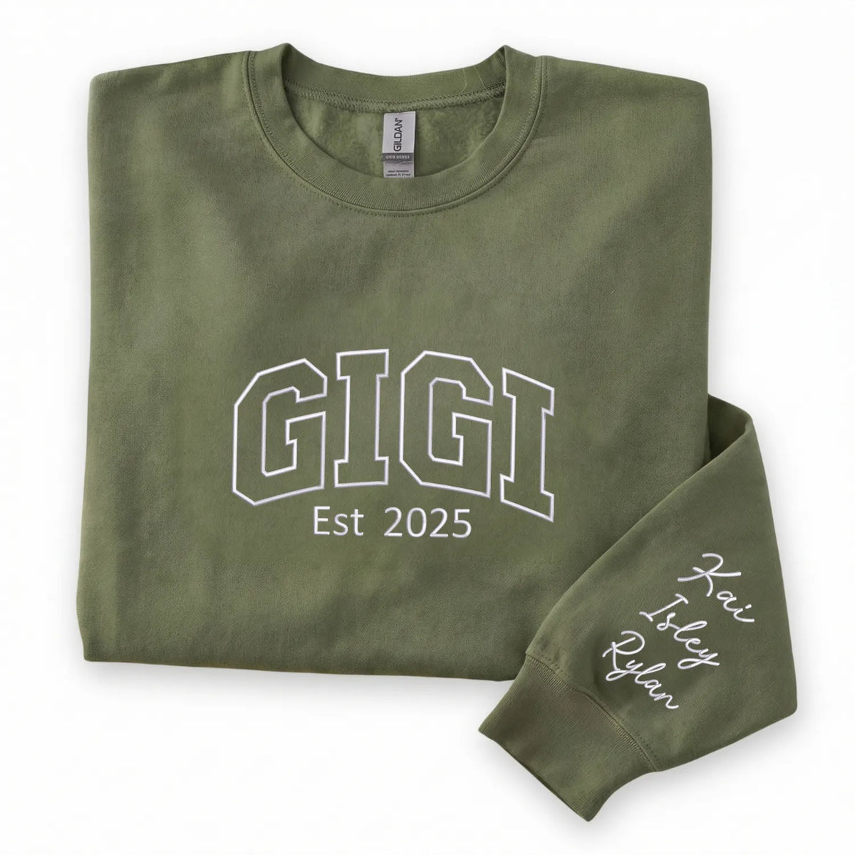 Personalized Gigi Est Year Sweatshirt with Grandkids Names - Custom Grandma Gift