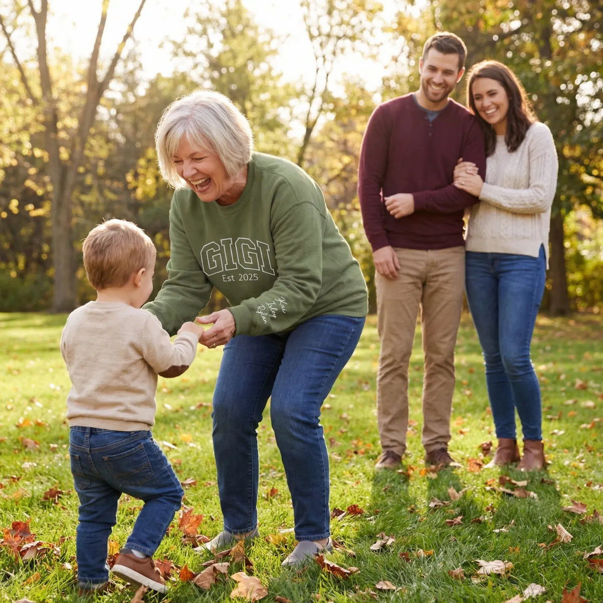 Personalized Gigi Est Year Sweatshirt with Grandkids Names - Custom Grandma Gift