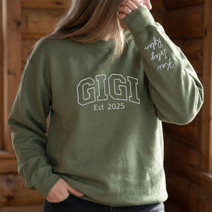 Personalized Gigi Est Year Sweatshirt with Grandkids Names - Custom Grandma Gift