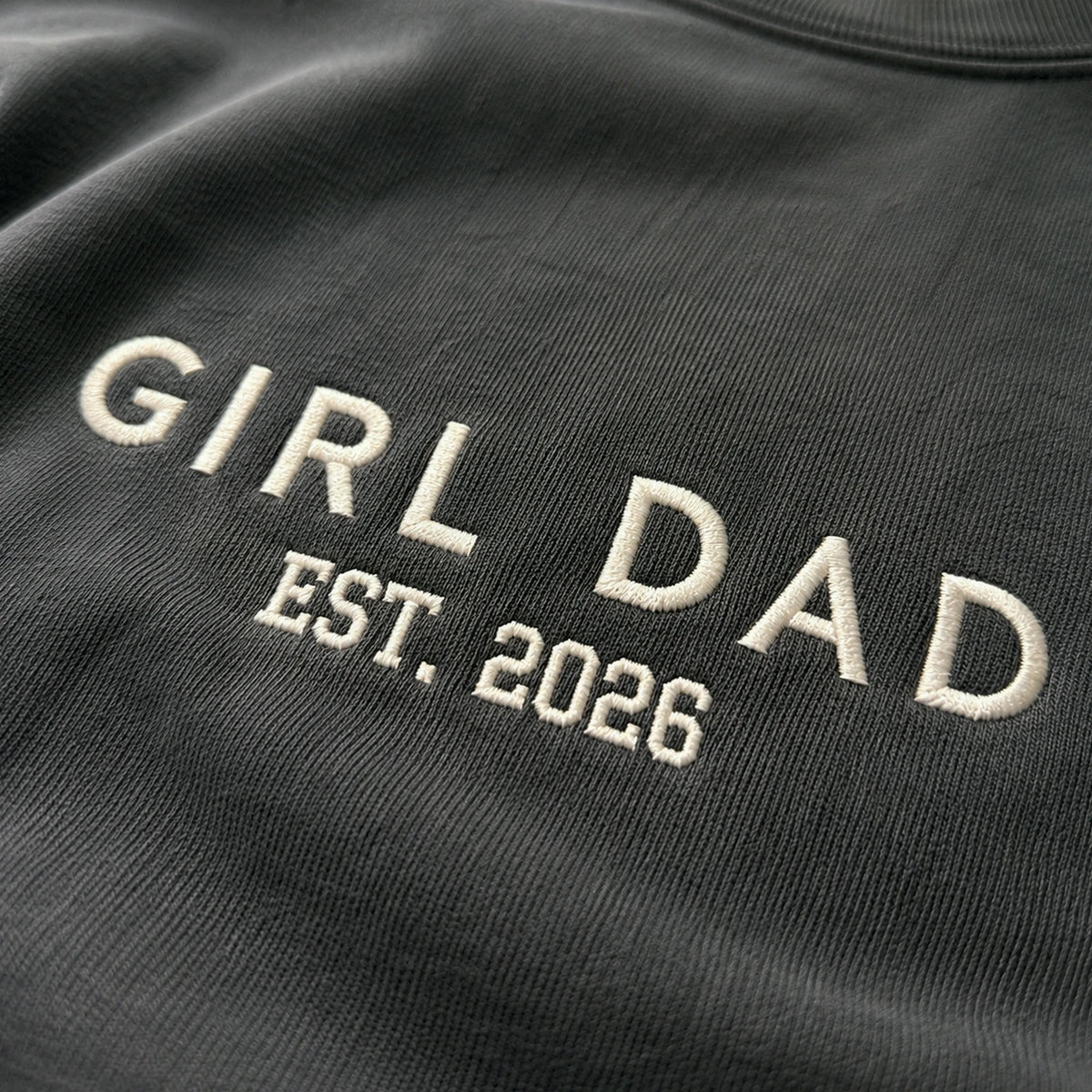 Minimalist Girl Dad T-Shirt or Sweatshirt, Personalized Embroidered EST Fathers Day Gift for Dad, New Dad
