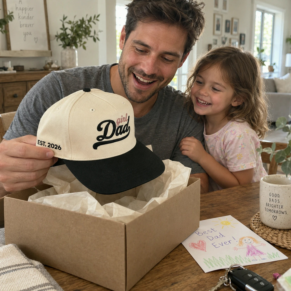 Girl Dad Snapback Hat - Embroidered Gift with New Dad Cap