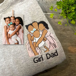 Girldad Photo Portrait Sweatshirt, Personalized Embroidered Hoodie for Father's Day