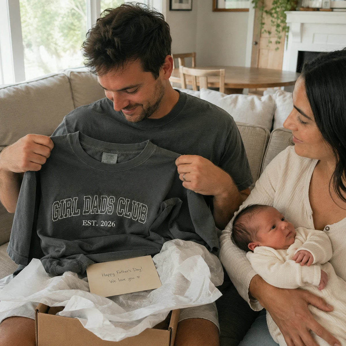 Girl Dad Club T-Shirt or Sweatshirt Embroidered for New Dad - Father's Day Gift for Husband from Wife