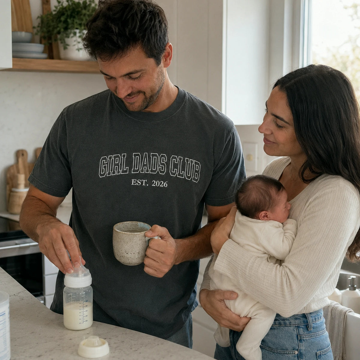Girl Dad Club T-Shirt or Sweatshirt Embroidered for New Dad - Father's Day Gift for Husband from Wife
