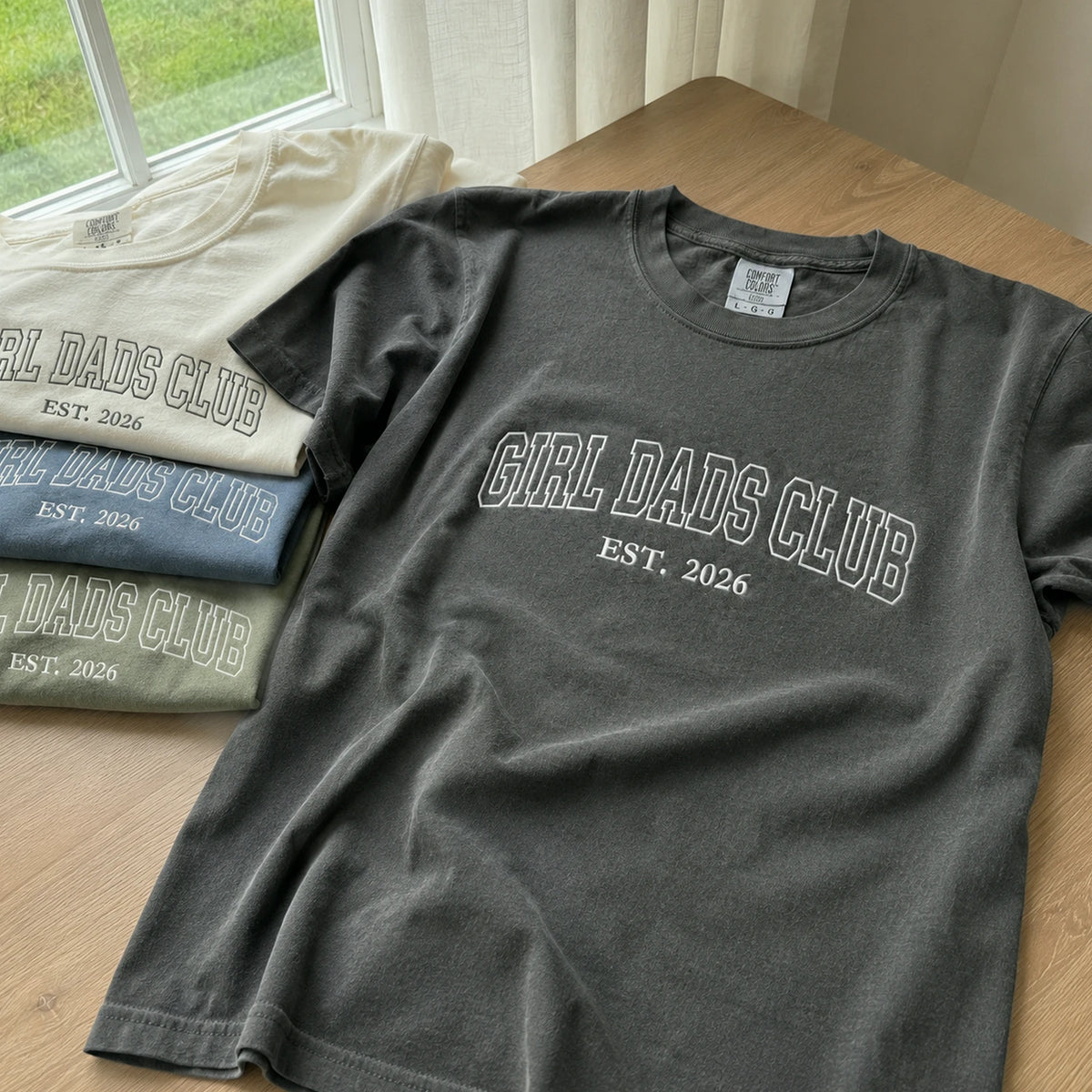 Girl Dad Club T-Shirt or Sweatshirt Embroidered for New Dad - Father's Day Gift for Husband from Wife