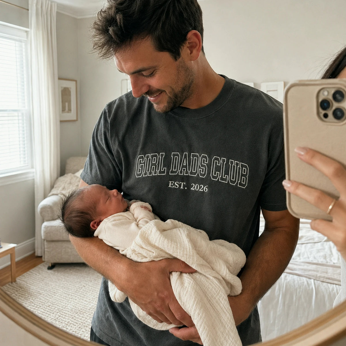 Girl Dad Club T-Shirt or Sweatshirt Embroidered for New Dad - Father's Day Gift for Husband from Wife