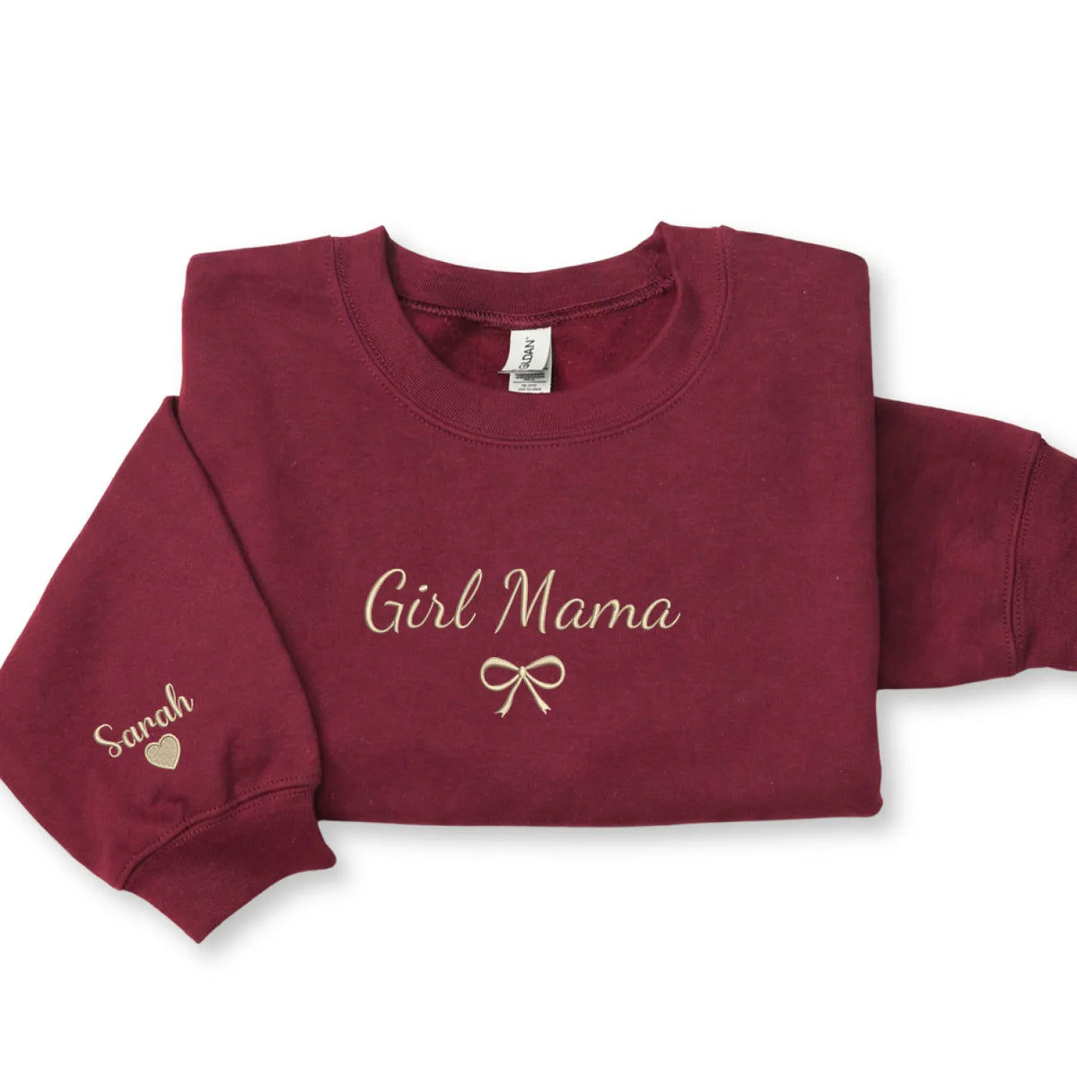 Custom Girl Mama Embroidered Sweatshirt - Personalized Gift for Daughter, Wife, Sister or New Mom
