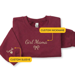 Custom Girl Mama Embroidered Sweatshirt - Personalized Gift for Daughter, Wife, Sister or New Mom