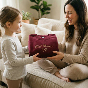 Custom Girl Mama Embroidered Sweatshirt - Personalized Gift for Daughter, Wife, Sister or New Mom