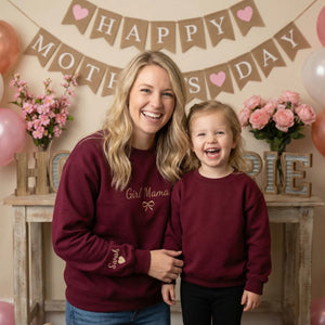 Custom Girl Mama Embroidered Sweatshirt - Personalized Gift for Daughter, Wife, Sister or New Mom