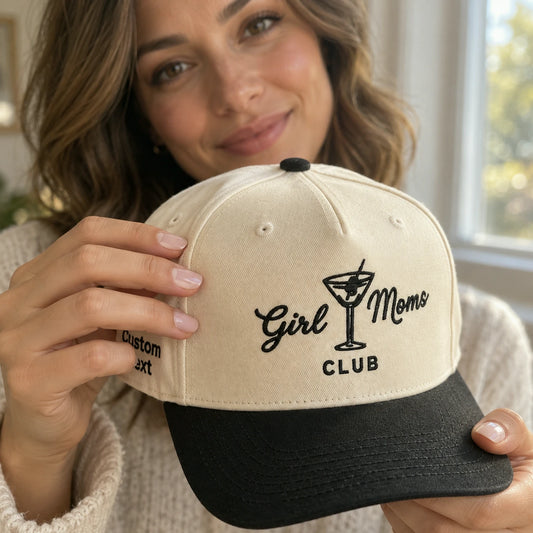 Embroidered Girl Mom Club Snapback Hat, Girl Mama Gift form Sister Friend, Custom Side Back Cap