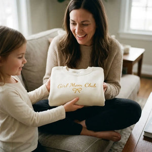 Personalized girl mom embroidered sweatshirt with kids names custom mother gift for daughter mom or wife