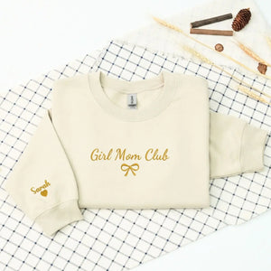 Personalized girl mom embroidered sweatshirt with kids names custom mother gift for daughter mom or wife