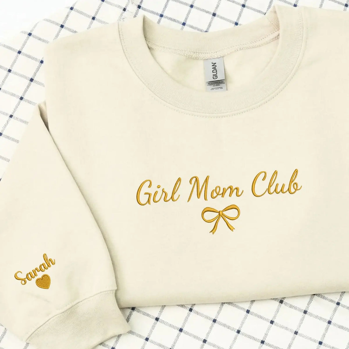 Personalized girl mom embroidered sweatshirt with kids names custom mother gift for daughter mom or wife