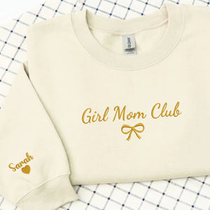 Personalized girl mom embroidered sweatshirt with kids names custom mother gift for daughter mom or wife