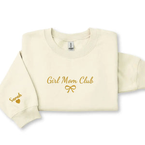 Personalized girl mom embroidered sweatshirt with kids names custom mother gift for daughter mom or wife