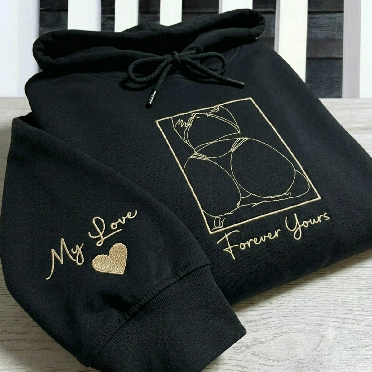 Custom Favorite Girlfriend Photo Hoodie for Boyfriend - Embroidered Portrait Crewneck for Husband