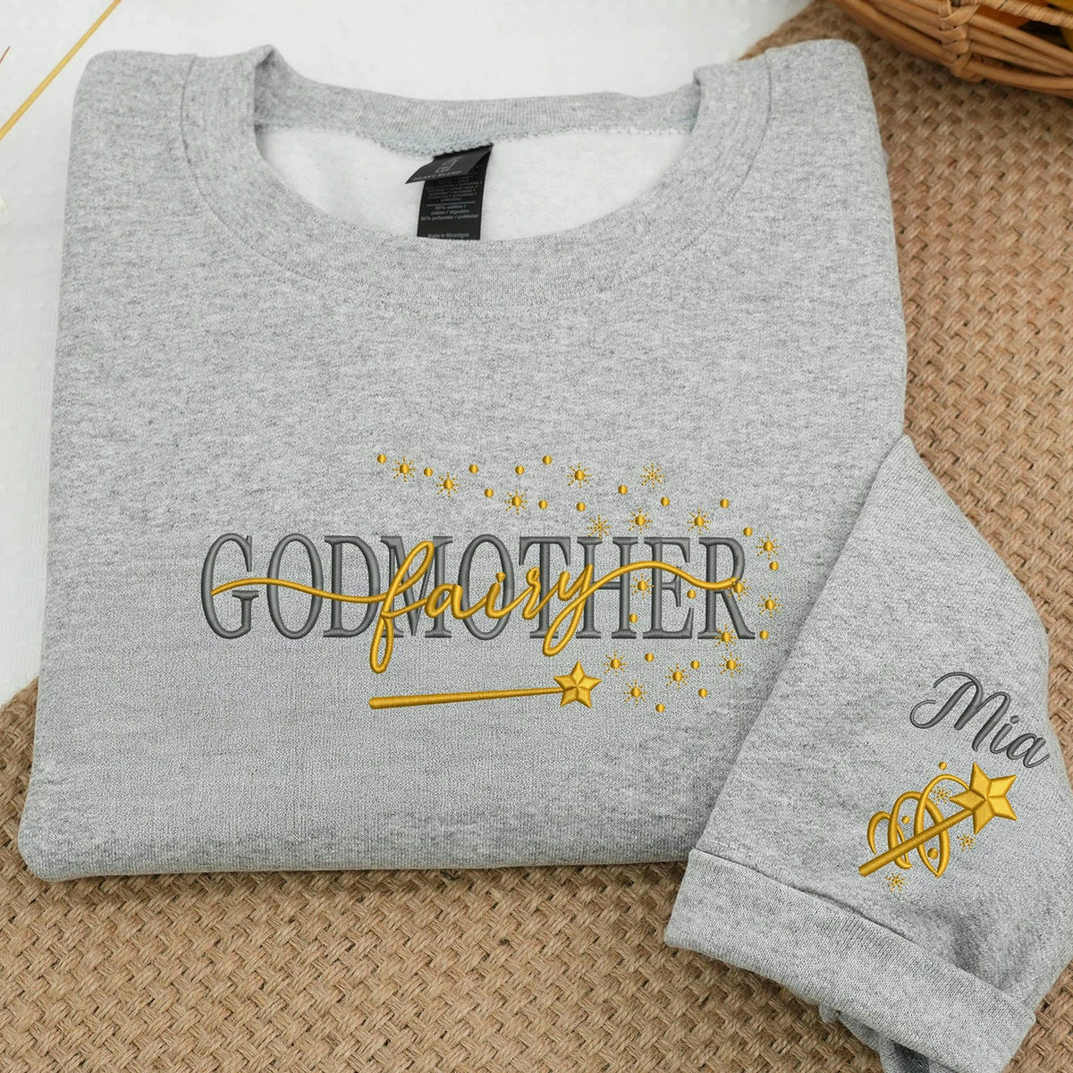 Embroidered Godmother Sweatshirt - Personalized Kids Name, Christening or Baptism Gift