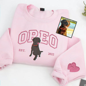 Custom Golden Retriever Photo Sweatshirt - Embroidered Labrador Crewneck with Name Est Varsity